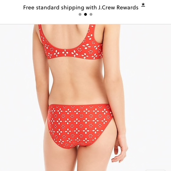 J Crew Lowrider bikini bottom in laser-cut eyelet Ivory Blush XXL H8244 - Picture 2 of 2